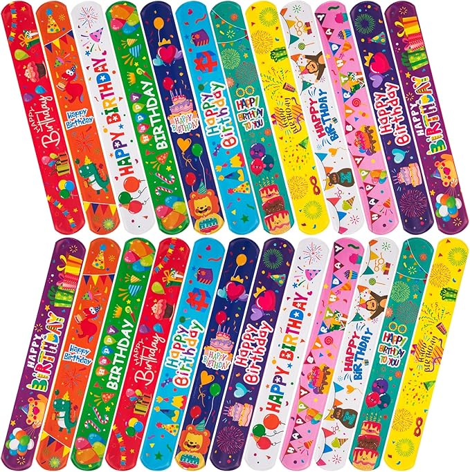 36 Pcs Happy Birthday Slap Bracelets for Kids Birthday Bracelets Bulk for classroom Snap Bracelet Party Favors Supplies for Boys&Girls Birthday Wristbands for Classroom supplies Holiday Gifts