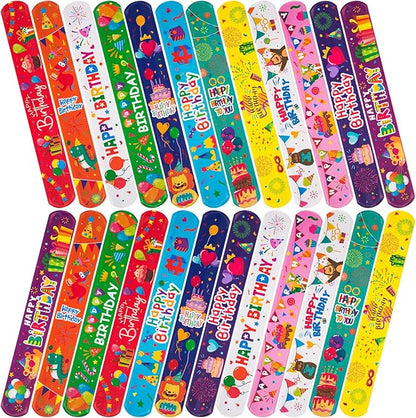 36 Pcs Happy Birthday Slap Bracelets for Kids Birthday Bracelets Bulk for classroom Snap Bracelet Party Favors Supplies for Boys&Girls Birthday Wristbands for Classroom supplies Holiday Gifts
