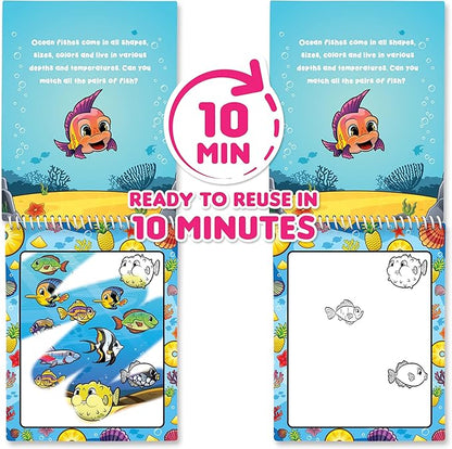 Scentco Water Magic - Patented Gourmet Scented Reusable Water Reveal Activity Books - No Mess, All Fun (Forest Friends and Ocean Friends)