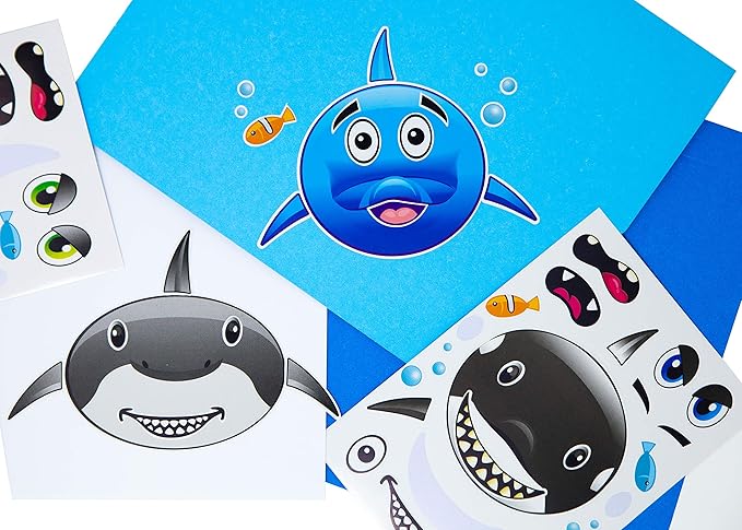24 Make A Big Sea Life Sticker Sheets - Orca Killer Whale, Humpback, Dolphin & Great White Shark Stickers - Great Addition to Mermaid Birthday Party Favors - Fun Activity That Encourages Creativity