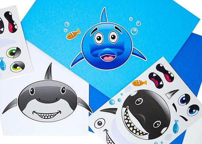 24 Make A Big Sea Life Sticker Sheets - Orca Killer Whale, Humpback, Dolphin & Great White Shark Stickers - Great Addition to Mermaid Birthday Party Favors - Fun Activity That Encourages Creativity