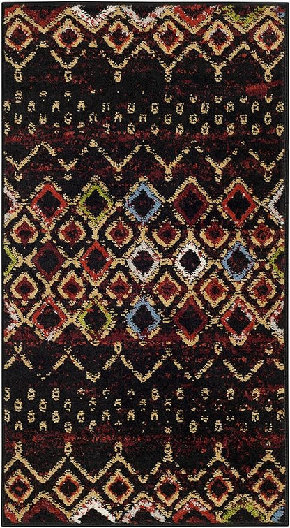 SAFAVIEH Amsterdam Collection Accent Rug - 2'3" x 4', Black & Multi, Moroccan Boho Design, Non-Shedding & Easy Care, Ideal for High Traffic Areas in Entryway, Living Room, Bedroom (AMS108P)