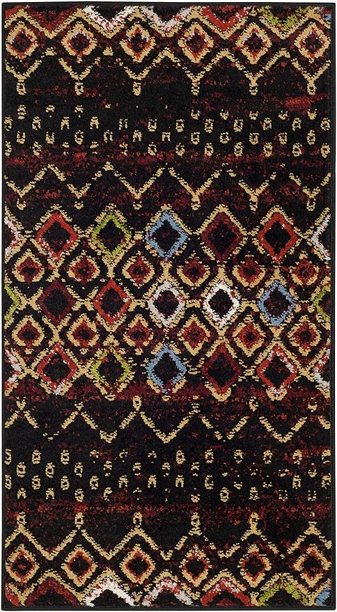 SAFAVIEH Amsterdam Collection Accent Rug - 2'3" x 4', Black & Multi, Moroccan Boho Design, Non-Shedding & Easy Care, Ideal for High Traffic Areas in Entryway, Living Room, Bedroom (AMS108P)