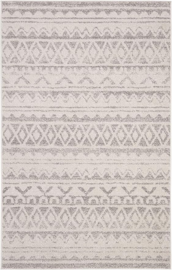 SAFAVIEH Adirondack Collection Accent Rug - 4' x 6', Ivory & Grey, Moroccan Boho Distressed Design, Non-Shedding & Easy Care, Ideal for High Traffic Areas in Entryway, Living Room, Bedroom (ADR119B)