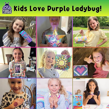 PURPLE LADYBUG Rainbow Holographic Scratch Art Mini Notes - Teen Girl Gifts Trendy Stuff, Small Gifts for Teens Art and Craft Supplies Summer Activities for Kid Summer Stuff for Teen Girls