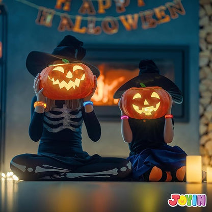 JOYIN 6 PCS Halloween Light Up Bracelets, LED Glow Flashing Wristband Toys for Kids, Glow in The Dark, Slender Wrists, Trick or Treat for Concerts, Sports, Night Events, Game Prizes, Party Favors