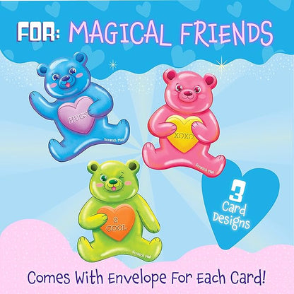 Peaceable Kingdom Valentines Cards for Kids Classroom, Set of 28 Valentines Day Gifts - Gummy Bear Scratch and Sniff Scented Candy Heart Valentines