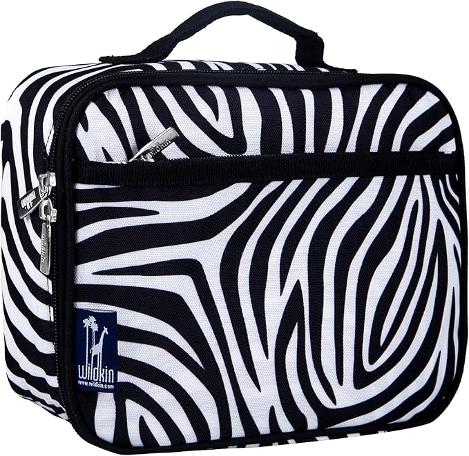 Wildkin Kids Insulated Lunch Box Bag for Boys & Girls, Reusable Kids Lunch Box is Perfect for Elementary, Ideal Size for Packing Hot or Cold Snacks for School & Travel Bento Bags (Zebra)