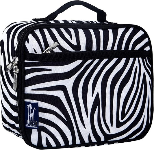 Wildkin Kids Insulated Lunch Box Bag for Boys & Girls, Reusable Kids Lunch Box is Perfect for Elementary, Ideal Size for Packing Hot or Cold Snacks for School & Travel Bento Bags (Zebra)
