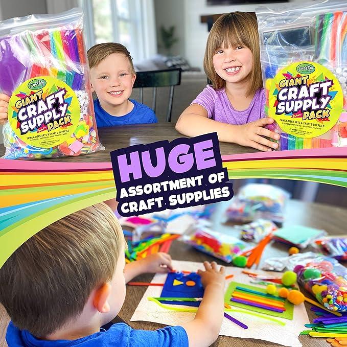 Arts and Crafts Supplies Kit for Kids - Boys and Girls Age 4 5 6 7 8 Years Old - Toddler Art Set Activity Materials in Bulk - Great for Preschool, Homeschool, and Kindergarten DIY Crafting Projects