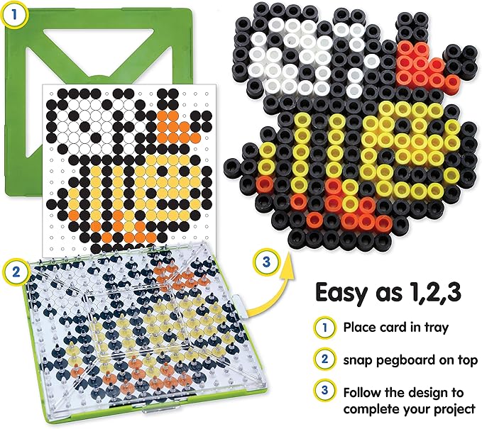 Perler 80-70729 Biggie Fuse Bead Pattern Cards and Pegboards, Multicolor, Small, 20pcs