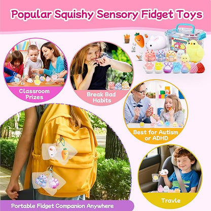 20Pcs Taba Squishy Toys kit With Toy Box- Kawaii Taba Squishies Stress Relief Toys for Kids- Squishy Fidget Squeeze Toys for Girls 8-10-6 7 8 9 10 11 12 Year Old Girl Birthday Gift-Kids Toys Girls 6-8
