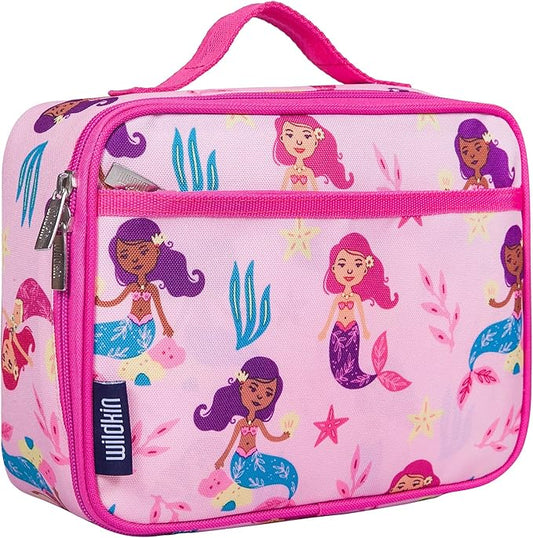 Wildkin Kids Insulated Lunch Box Bag for Boys & Girls, Reusable Kids Lunch Box is Perfect for Elementary, Ideal Size for Packing Hot or Cold Snacks for School & Travel Bento Bags (Groovy Mermaids)