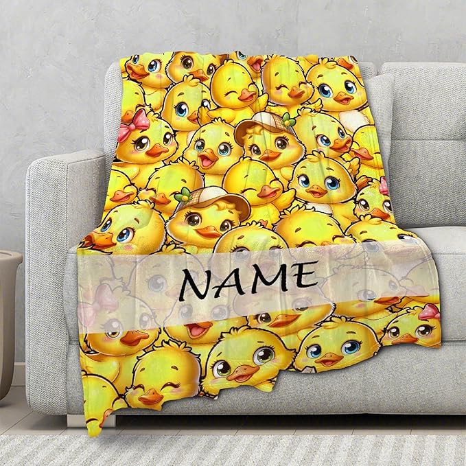 Aparajita Custom Name Ducks Adult Duck Blanket Kids Funny Blanket Suitable for Bedroom Living Room Bed Sofa Crib Couch Chair Outdoor All Season Items That Yellow Duck Lovers Will Love 40"x30"for Pets