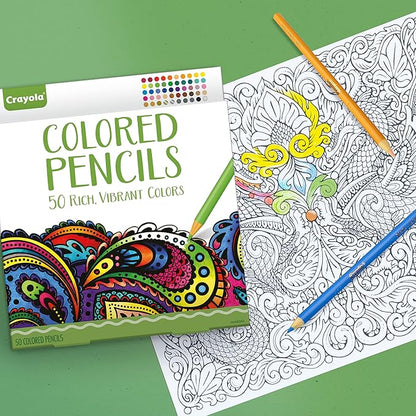Crayola Colored Pencils For Adults (50ct), Colored Pencil Set for Adult Coloring Books, Coloring Set, Gift for Teens & Adults [Amazon Exclusive]