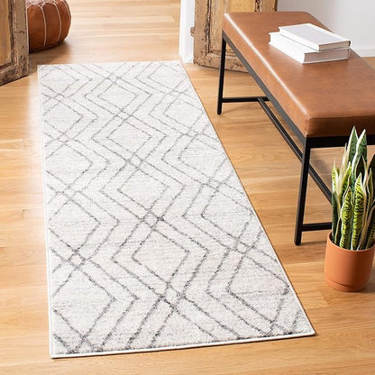 SAFAVIEH Adirondack Collection Runner Rug - 2'6" x 8', Ivory & Grey, Modern Moroccan Design, Non-Shedding & Easy Care, Ideal for High Traffic Areas in Living Room, Bedroom (ADR162A)