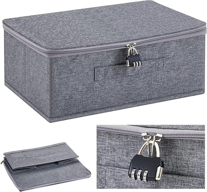 Briwooody Discreet Lockable Toy Bag Storage Organizer Toy Bag Storage Bins Case with Zipper Lid for Women and Men Clothes Container(Gray,15 x 10 x 6.3 Inch)