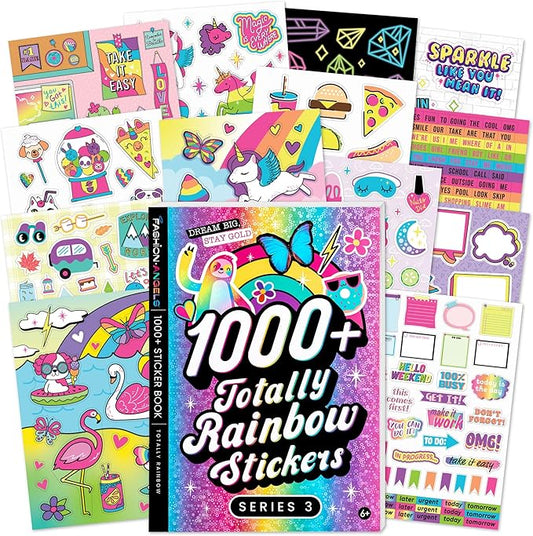 Fashion Angels 1,000+ Totally Rainbow Sticker Book, Includes Fun & Colorful Craft Stickers, Ideal for Accessorizing Kids & Teens Notebooks, Journals & More