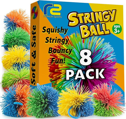Stringy Balls & Sensory Toys for Kids 8 Pack - Valentines Day Gifts for Kids & Easter Basket Stuffers - 4 5 6 7 8 9 10 + Year Old Gift Ideas - Easter Gifts for Boys & Girls - Kooosh Balls Fidget Toys
