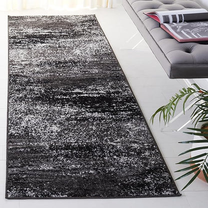 SAFAVIEH Adirondack Collection Runner Rug - 2'6" x 8', Silver & Black, Modern Abstract Design, Non-Shedding & Easy Care, Ideal for High Traffic Areas in Living Room, Bedroom (ADR112A)