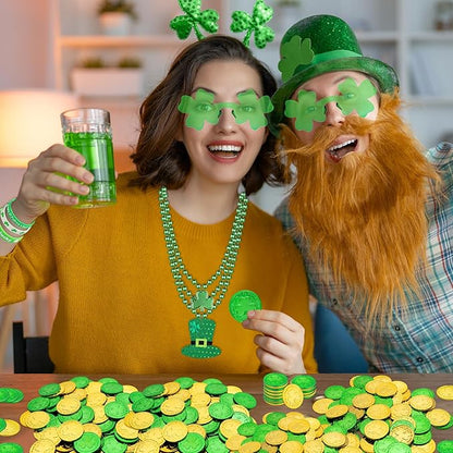163Pcs St. Patrick's Day Accessories Party Favor Set, Tattoo Stickers, Necklaces, Bracelets, Shamrock Glasses, lucky Coins for Irish Party Supplies
