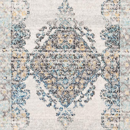 SAFAVIEH Evoke Collection 2'2" x 7' Grey/Blue EVK250F Oriental Medallion Distressed Non-Shedding Living Room Entryway Foyer Hallway Bedroom Runner Rug