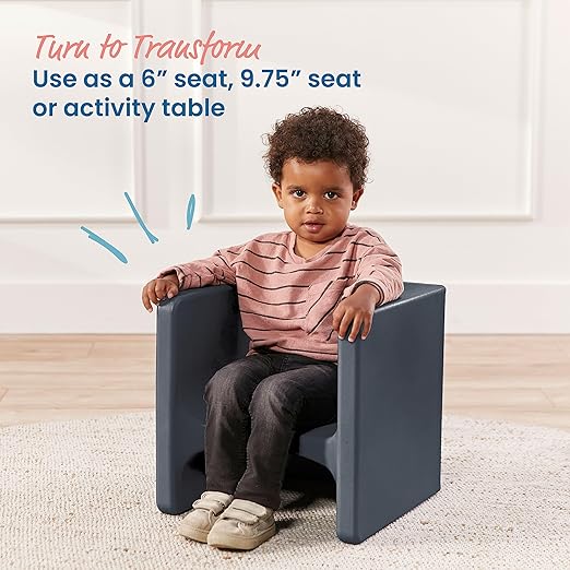 ECR4Kids Tri-Me 3-In-1 Cube Chair, Kids Furniture, Dark Grey
