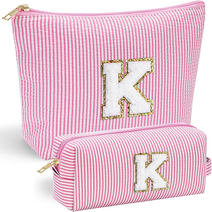 YOOLIFE Birthday Gifts for Women Kids Teen Girls Birthday Gifts for 6 7 8 9 10 11 12 13 Year Old Girls Initial Birthday Gift Makeup Bag for Girl Daughter Sister Teacher Friend Girlfriend Pink K