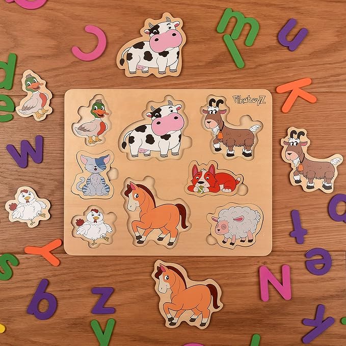 Wooden Puzzles for Toddlers 1-3 (Farm)