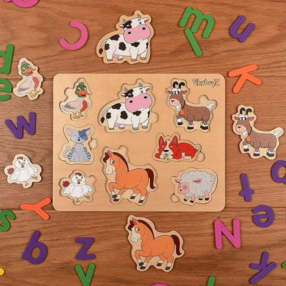 Wooden Puzzles for Toddlers 1-3 (Farm)
