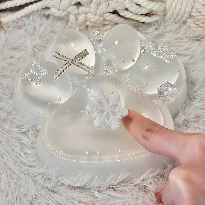 Big Taba Squishy Cat Paw, 5 in Large Paw Squeeze Toy Transparent & Milky White for Stress Relief and Relax, Sticky Squishies Fidget Toys for Party Favors Novelty Things Birthday Gift