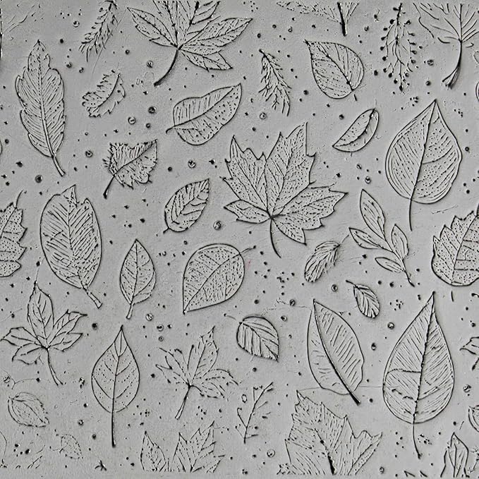 Floral Foliage Collection 4-Pack Clay Texture Rollers (4") - Seamless Meadow Set #01 - Embossing Pattern Rollers for Polymer & Ceramic Clay, Pottery & Crafts
