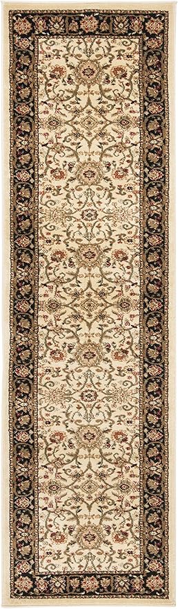 SAFAVIEH Lyndhurst Collection Runner Rug - 2'3" x 16', Ivory & Black, Traditional Oriental Design, Non-Shedding & Easy Care, Ideal for High Traffic Areas in Living Room, Bedroom (LNH212B)