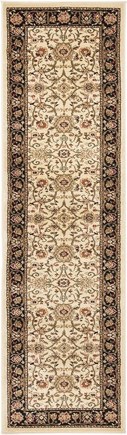 SAFAVIEH Lyndhurst Collection Runner Rug - 2'3" x 18', Ivory & Black, Traditional Oriental Design, Non-Shedding & Easy Care, Ideal for High Traffic Areas in Living Room, Bedroom (LNH212B)