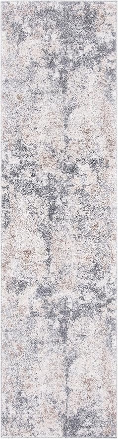 SAFAVIEH Aston Collection Runner Rug - 2' x 7', Light Grey & Grey, Modern Abstract Design, Non-Shedding & Easy Care, Ideal for High Traffic Areas in Living Room, Bedroom (ASN710F)