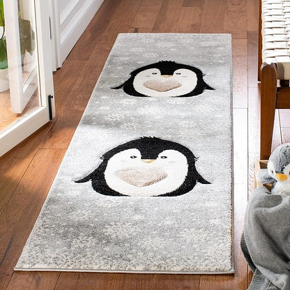 SAFAVIEH Carousel Kids Collection Runner Rug - 2'3" x 6', Light Grey & Black, Non-Shedding & Easy Care, Ideal for High Traffic Areas for Boys & Girls in Playroom, Nursery, Bedroom (CRK132F)