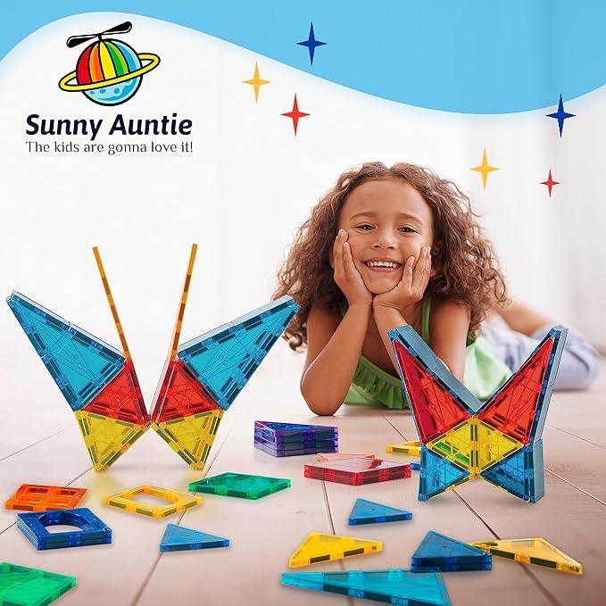 Magnetic Tiles 100 PCS with 2 Cars, Magnetic Tiles for Kids & Toddlers, Toy for 3 4 5 6 7 8 Year Old Boys & Girls, Gift Box