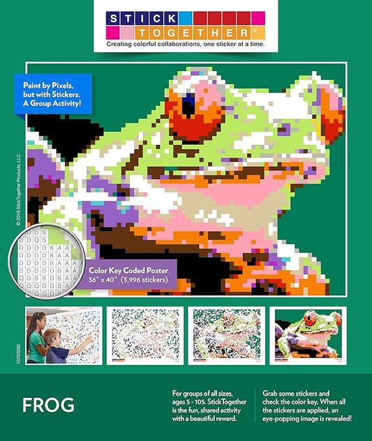 Huge Mosaic Puzzle Poster Kits | Group Project | No Mess Paint by Sticker | Stay at Home Activity | Classroom | One Sticker at a Time! | Large Frog | Learning Fun | 40” X 36” Giant Poster