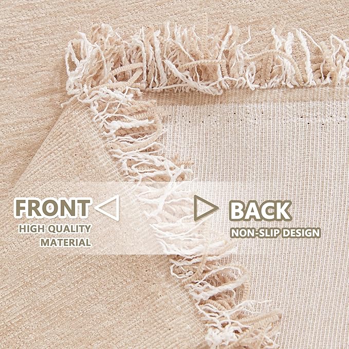 MYSKY HOME Couch Cover 3 Cushion Sofa with Tassel Chenille Sofa Covers Couch Covers for 3 Cushion Couch Sofa Slipcovers for Sectional l Shaped Couch Dogs Protector Furniture Covers, 71" X150", Khaki