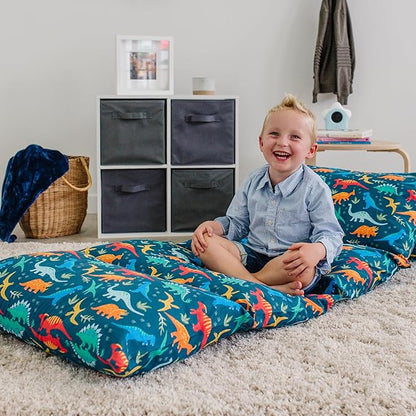 Wildkin Kids Floor Lounger: Ideal for Boys and Girls, Travel-Friendly, Perfect for Sleepovers - Pillow Lounger for Kids, Requires Standard Size Pillows Not Included (Jurassic Dinosaurs)