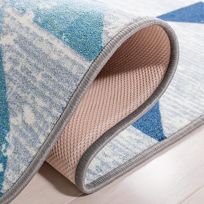 SAFAVIEH Kids Playhouse Collection Accent Rug - 3'3" x 5'3", Grey & Blue, Non-Shedding Machine Washable & Slip Resistant Ideal for High Traffic Areas for Boys & Girls in Playroom, Bedroom (KPH222F)