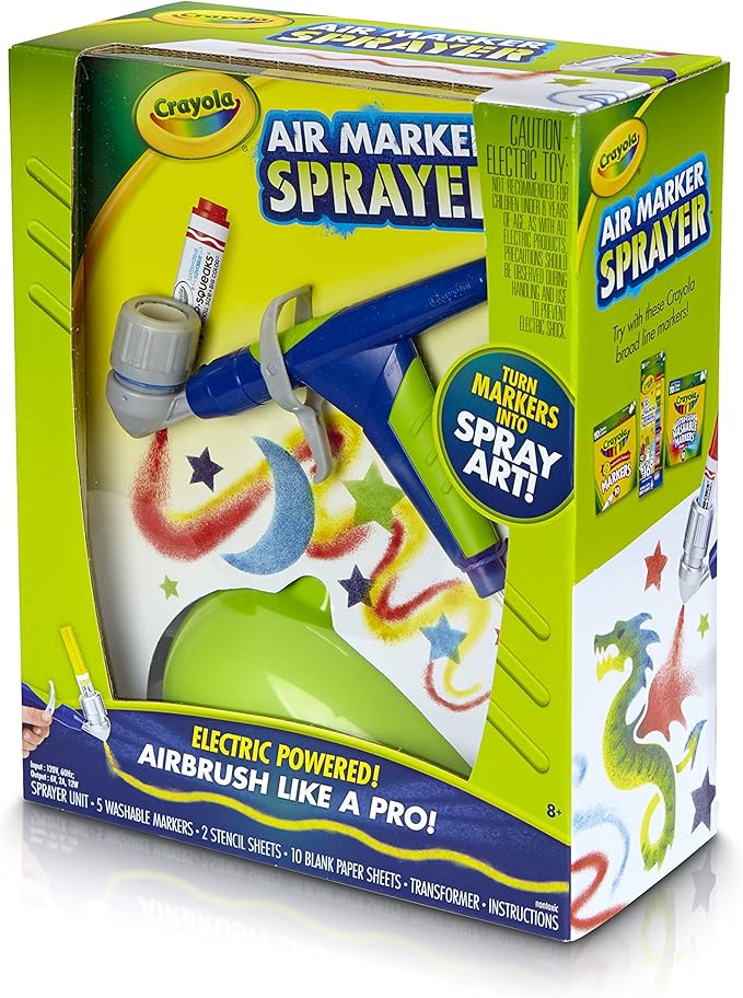 Crayola Air Marker Sprayer Airbrush Kit, Gift for Kids Age 8, 9, 10