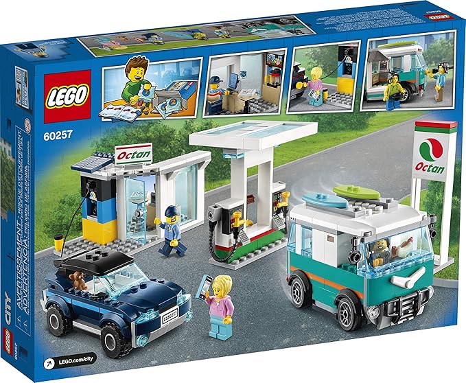 LEGO City Turbo Wheels - Gas Station, Toy Building Set from 5 Years, with Various Toy Vehicles and Minifigures (60257), Assorted Colour/Model