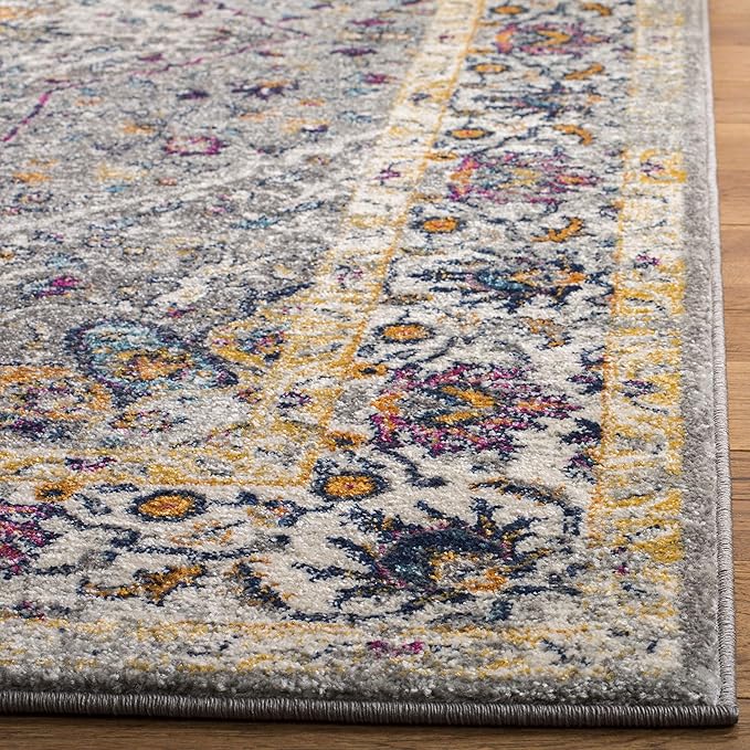 SAFAVIEH Evoke Collection 2'2" x 7' Grey/Grey EVK288F Oriental Medallion Distressed Non-Shedding Living Room Entryway Foyer Hallway Bedroom Runner Rug