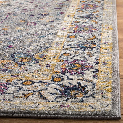 SAFAVIEH Evoke Collection 2'2" x 7' Grey/Grey EVK288F Oriental Medallion Distressed Non-Shedding Living Room Entryway Foyer Hallway Bedroom Runner Rug