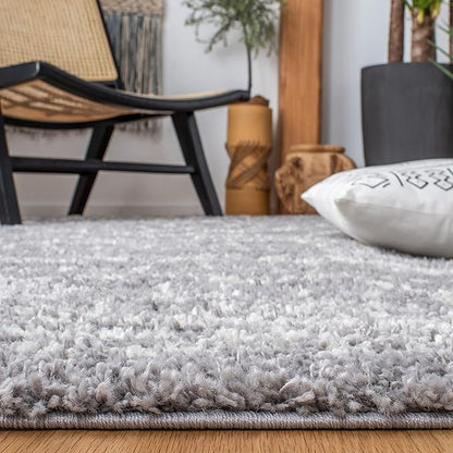 SAFAVIEH Arizona Shag Collection Runner Rug - 2'3" x 12', Grey & Ivory, Moroccan Design, Non-Shedding & Easy Care, 1.6-inch Thick Ideal for High Traffic Areas in Living Room, Bedroom (ASG741G)