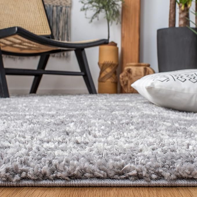 SAFAVIEH Arizona Shag Collection Runner Rug - 2'3" x 10', Grey & Ivory, Moroccan Design, Non-Shedding & Easy Care, 1.6-inch Thick Ideal for High Traffic Areas in Living Room, Bedroom (ASG741G)