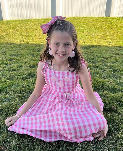 GZ-LAOPAITOU Pink Princess Dress for Girls Movie Cosplay Costume Outfits Kids Halloween Party Princess Dress Up Clothes