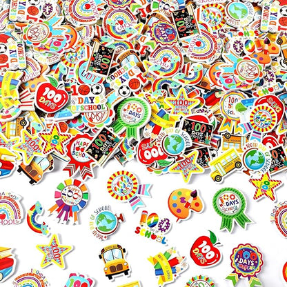 JULBEAR 300Pcs 100 Days of School Foam Stickers Self-Adhesive Campus Smarter Motivational Reward Stickers for 100th Day of School Party Classroom Decoration Favor Supplies