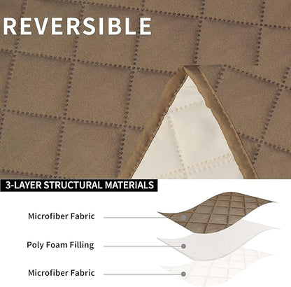 Easy-Going Recliner Sofa Cover, Reversible Couch Cover for 3 Seat Recliner, Split Sofa Cover for Each Seat, Furniture Protector with Elastic Straps for Kids, Dogs, Pets(3 Seater, Camel/Ivory)